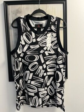 Jordan men s Black & White Graphic Mesh Jersey Tank